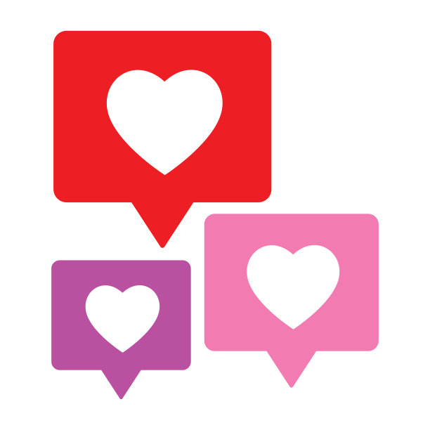 三个矩形心形语音泡泡图片下载