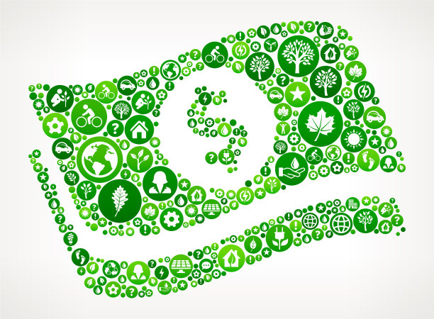 美元纸币自然和环境保护图标模式图片下载