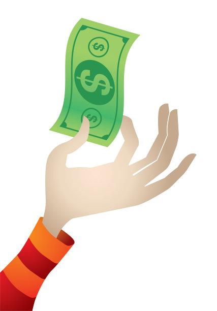 手拿一元钞票卡通图片下载