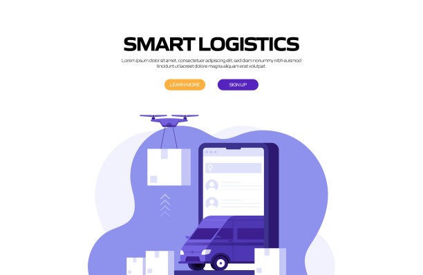 智能物流概念矢量插图用于网站横幅，广告和营销材料，在线广告，商业展示等。图片下载