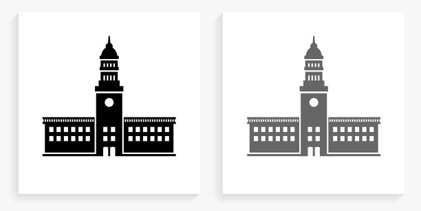 车站黑白广场图标图片下载