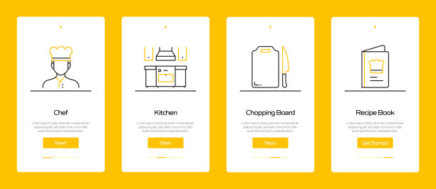 带平面图标的移动应用程序页面屏幕。UI设计模板矢量插图图片下载