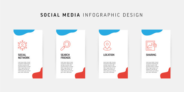 社交媒体和社交网络相关流程信息图表设计图片下载