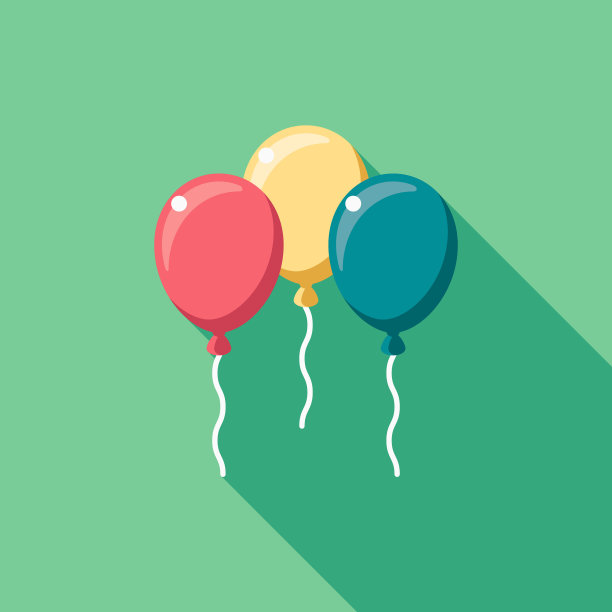 气球平面设计复活节图标与侧影图片下载