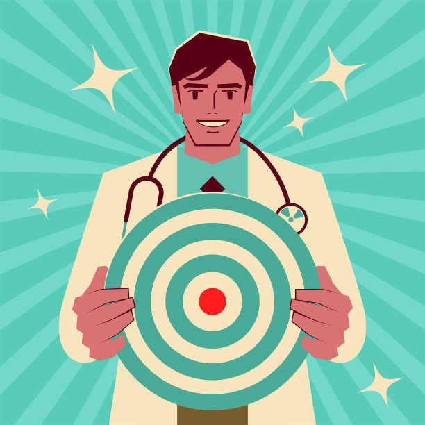 充满激情的医生自信地展示目标或飞镖盘图片下载