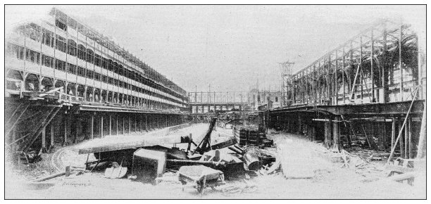 古董照片:铁路建设和改进，Ligne D'Orleans, Quai D'Orsay图片下载