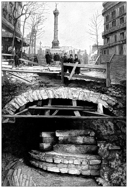 古董插图:巴黎地铁大楼地下图片下载