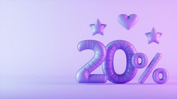 霓虹灯背景的20%销售概念图片下载