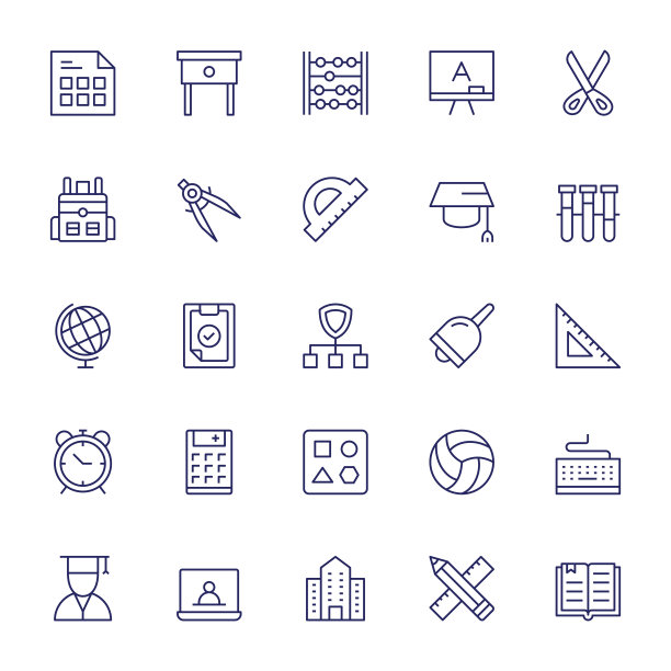 返回学校可编辑的笔画线图标图片下载