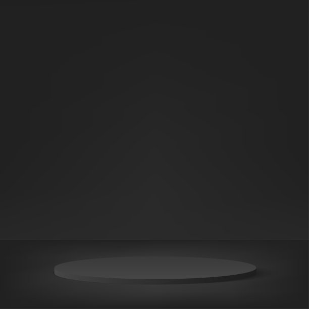 3d黑色讲台和最小的黑色墙壁场景。3d讲台最小抽象背景。向量图片下载