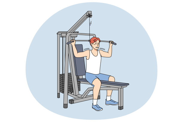 疲惫的男子在运动器材上锻炼图片下载