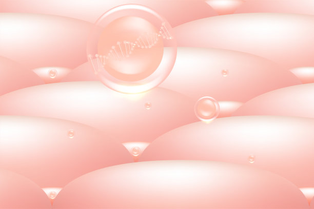 透明质酸头发和皮肤的解决方案广告，粉红色胶原蛋白血清下降在皮肤细胞与化妆品广告背景准备使用，插图矢量。图片下载