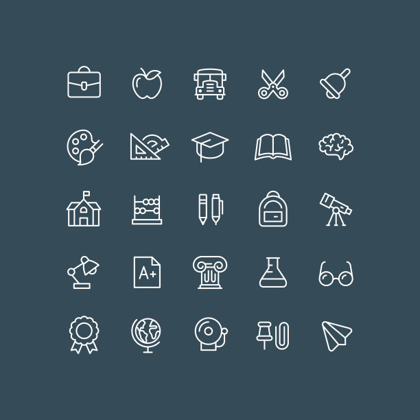 教育线图标可编辑的描边图片下载