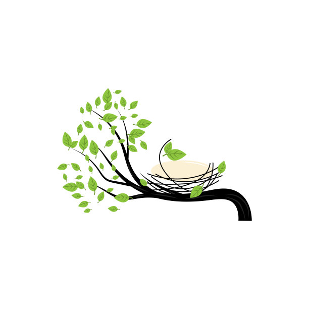 鸟巢标志，矢量设计插图模板图片下载