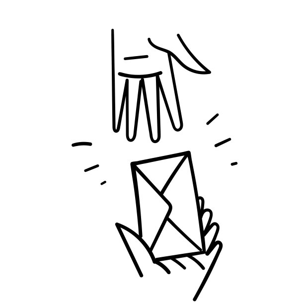 手绘涂鸦手给信封插图矢量图片下载