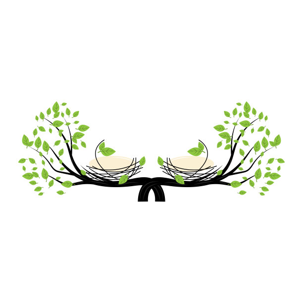 鸟巢标志，矢量设计插图模板图片下载