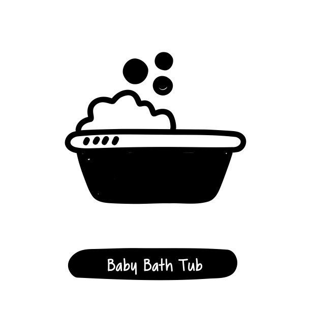 婴儿浴图标。潮流风格矢量插图符号图片下载