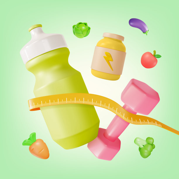 3d健康减肥营养护理和体重控制概念背景卡通风格。向量图片下载