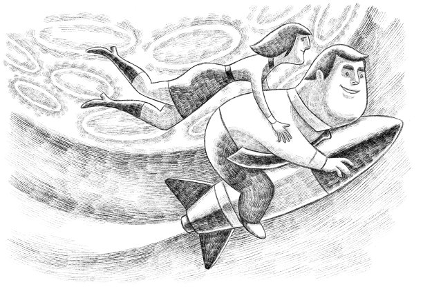 商业夫妇与火箭图片下载