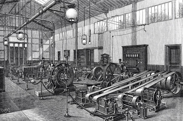 塞纳河边伊耶纳桥附近的电力照明公司站图片下载