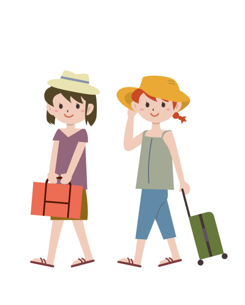 两个年轻女子旅游观光旅行图片下载