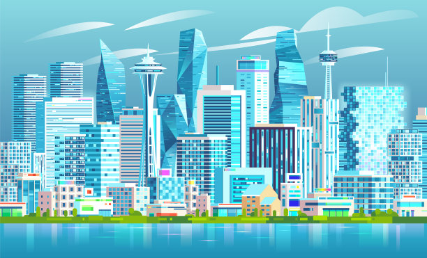 智慧城市天际线城市景观图片下载