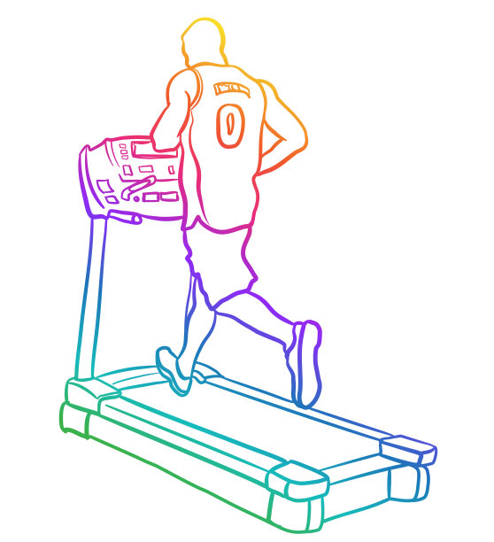 运动员在跑步机上训练彩虹图片下载