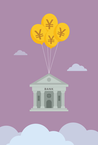 银行在天空中漂浮着一个日元符号的气球图片下载