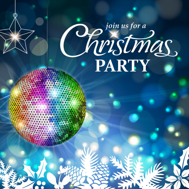 圣诞派对球蓝色背景图片下载