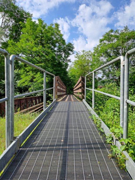 金属走道与木桥图片下载
