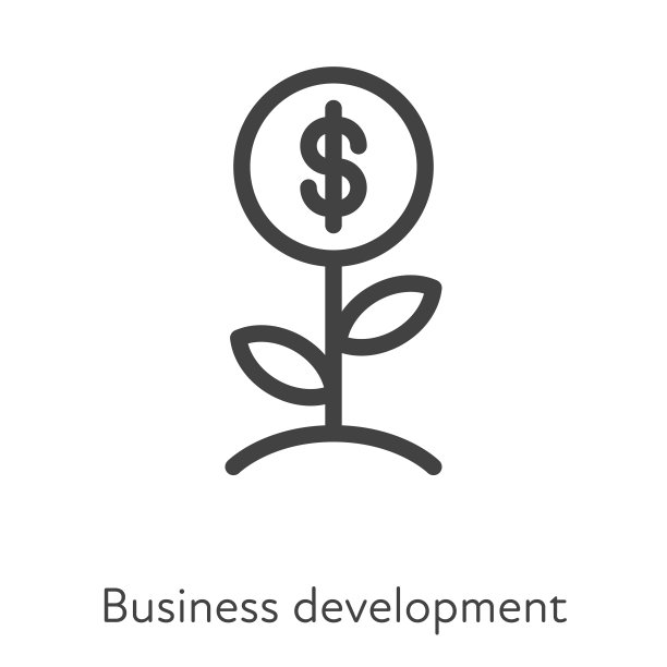 轮廓风格的ui图标硬技能收集。金融和商业。矢量黑色线性图标说明。工厂与美元业务发展和投资符号孤立在白色背景。图片下载