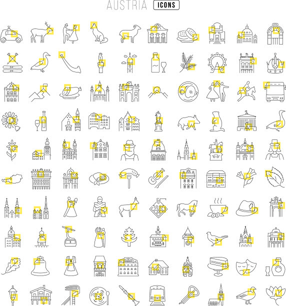 一套线性图标的奥地利图片下载