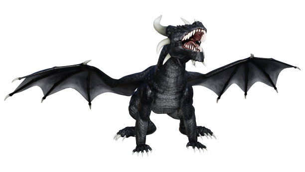 3D渲染童话龙在白色图片下载