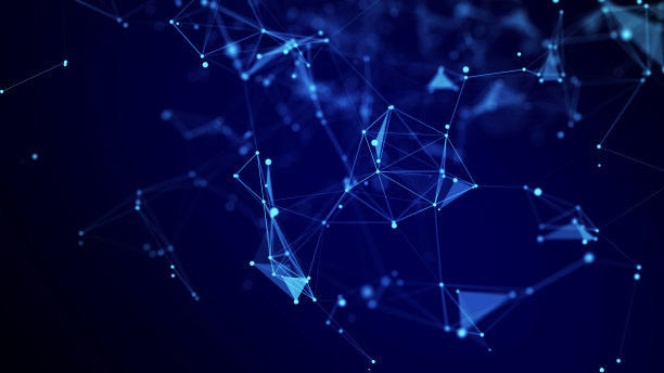 具有连接点和线条的未来主义几何流。抽象的蓝色数字背景。全球网络概念。大数据是复杂的化合物。3 d渲染。图片下载