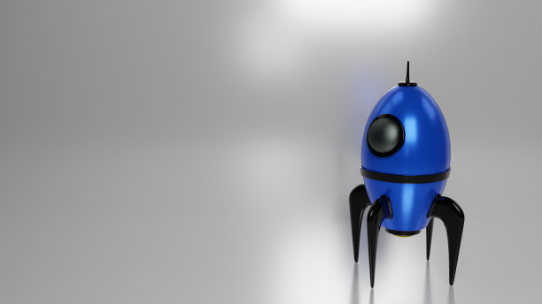 启动想法登陆页面屏幕，开发技术，3d渲染蓝色火箭横幅。矢量图图片下载