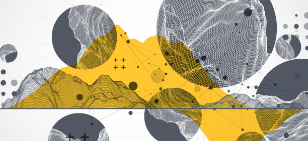 现代科学技术的抽象背景采用圆形的形状。线框点表面插图。图片下载