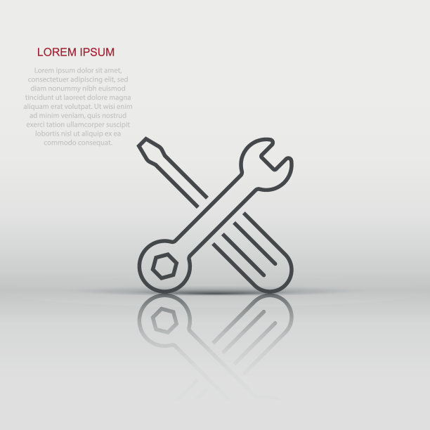 扳手和螺丝刀图标在平面样式。扳手关键矢量插图白色孤立的背景。维修设备的经营理念。图片下载