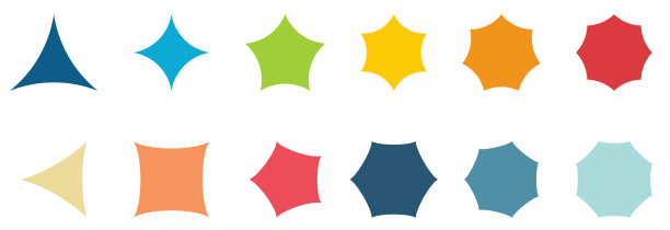 具有扭曲弯曲边缘的多边形，具有3到8个角的版本图片下载