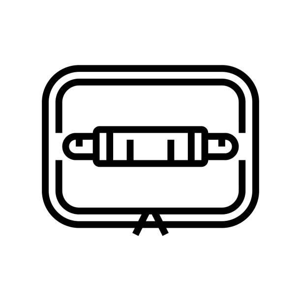 午餐盒袋健康线条图标矢量图图片下载