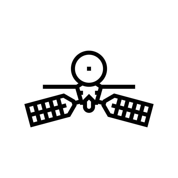 火星侦察轨道器行星线图标矢量插图图片下载