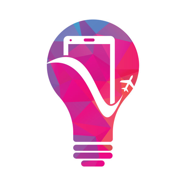 手机旅游灯泡形状概念标志设计模板。图片下载