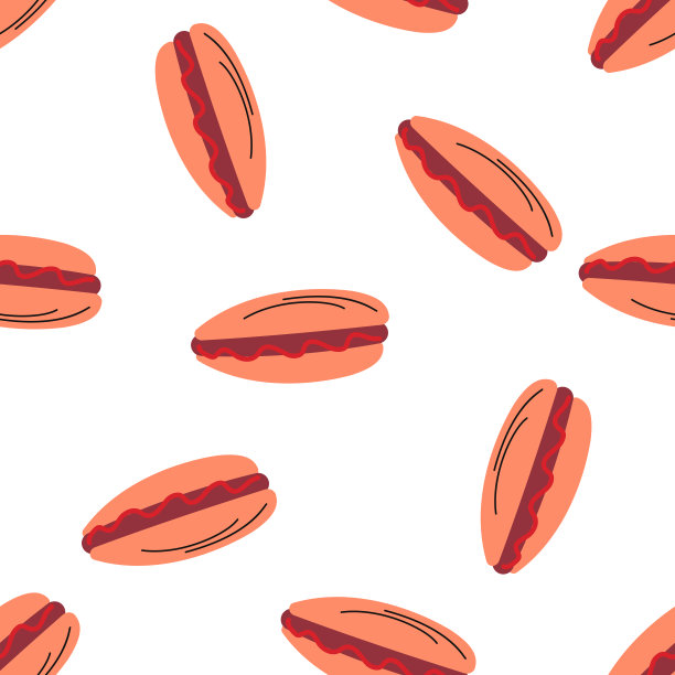 热狗涂鸦无缝图案矢量插图图片下载