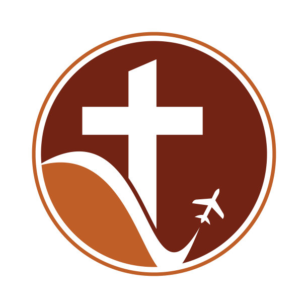 教堂旅游标志设计矢量插图。教堂和飞机的标志图标。图片下载