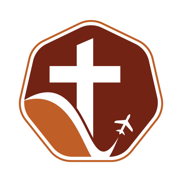 教堂旅游标志设计矢量插图。教堂和飞机的标志图标。图片下载