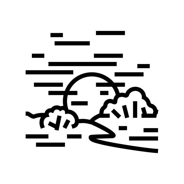 日落地平线阳光线性图标矢量素材图片下载
