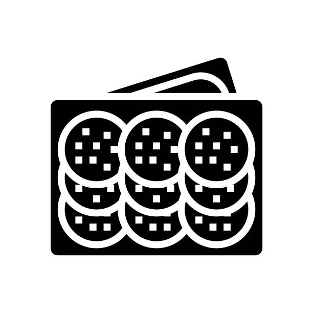 午餐盒儿童餐字形图标矢量插图图片下载