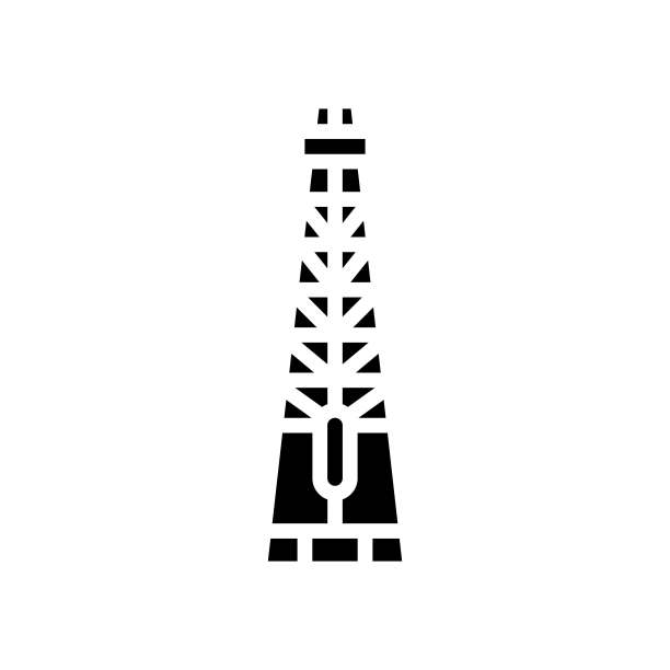 石油井架石油工程师字形图标矢量插图图片下载
