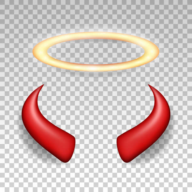 现实天使金灵光和红色魔鬼角。图片下载