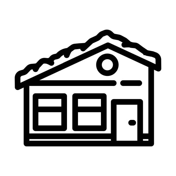 绿色屋顶环境线图标矢量插图图片下载