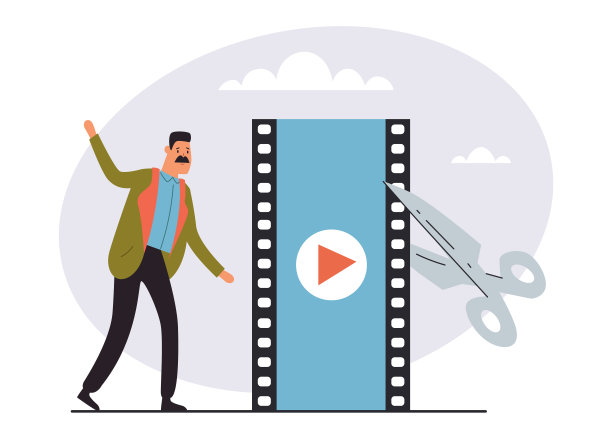 视频编辑动作内容制作编辑多媒体工作室抽象概念。矢量设计图形说明图片下载